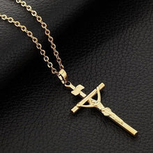 men Jesus cross necklace alloy man jewelry 18K gold plated EF8