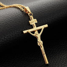 men Jesus cross necklace alloy man jewelry 18K gold plated EF8
