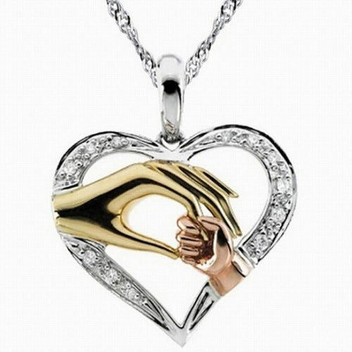 mother baby heart pendant mom daughter son child family love Cubic Zirconia necklace moms jewelry birthday gift EF8