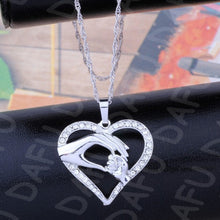 mother baby heart pendant mom daughter son child family love Cubic Zirconia necklace moms jewelry birthday gift EF8