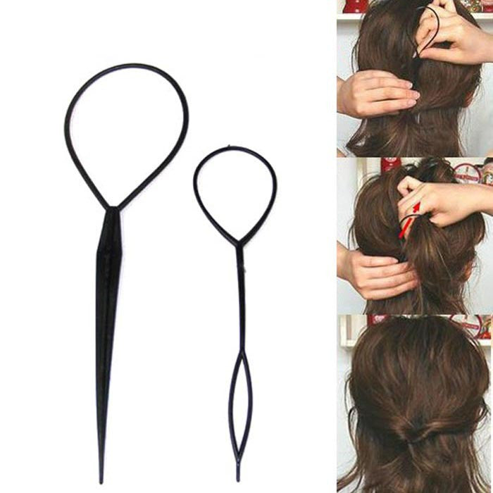 2pc Fashion Topsy Tail Hair Braid Pony Tail Maker Styling Tool Salon ping EF8