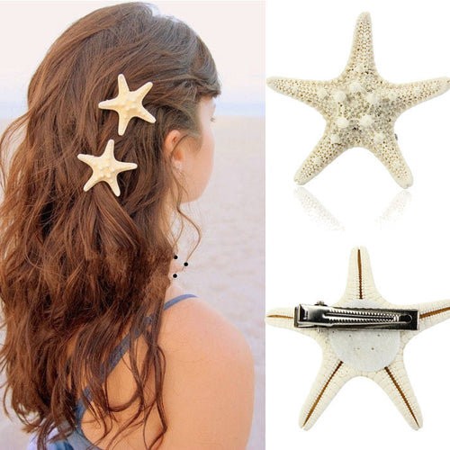 Europe Fashion Women Lady Girls Pretty Natural Starfish Star Beige Hair Clipping EF8