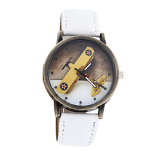 Fashion Men Wome Denim Leather Strap Airplane Analog Quartz Wristwatch EF8