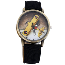 Fashion Men Wome Denim Leather Strap Airplane Analog Quartz Wristwatch EF8