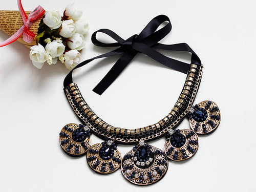 Fashion Women Gold Chain Choker Statement Bib Big Circle Pendant Necklace EF8
