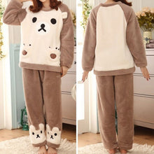 pajama women flannel animal pajama sets sleepwear bear  girl  coral fleece pajama EF8