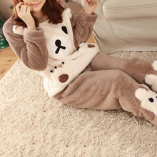 pajama women flannel animal pajama sets sleepwear bear  girl  coral fleece pajama EF8
