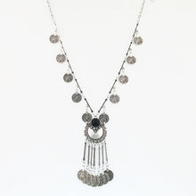 women Bohemian Vintage Coin Long Pendant Necklace Silver Chain Gypsy Tribal Ethnic silver jewelry Tassel Necklace EF8